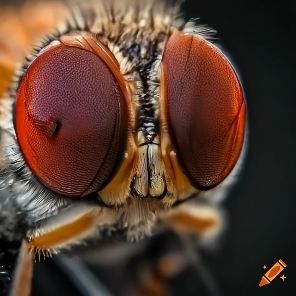 Macro photograph of fly eyes on Craiyon