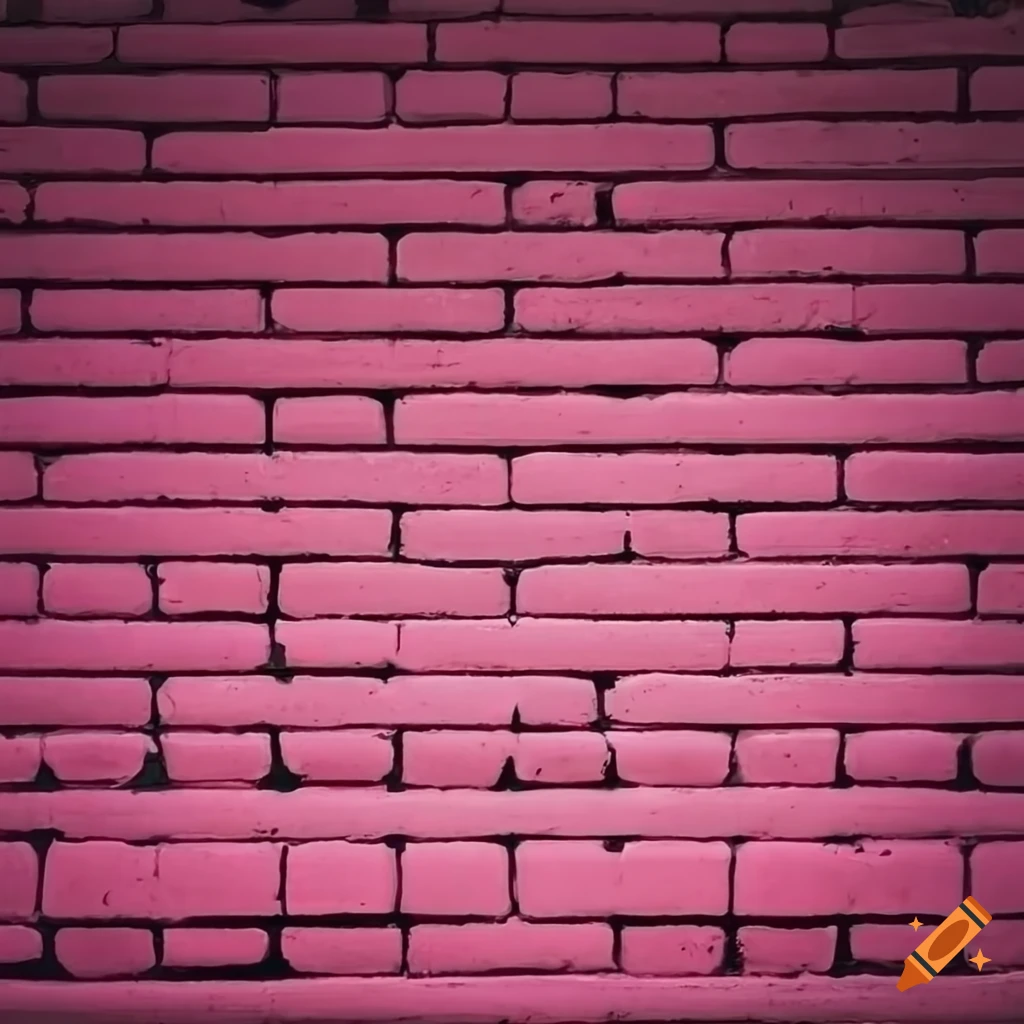 Pink brick wall with a black line in the middle