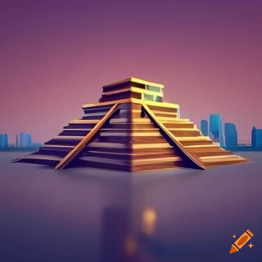 Ziggurat in city on Craiyon