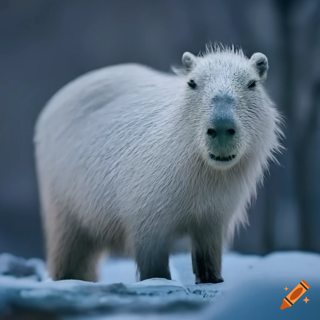 Capivara urso polar pelo branco inverno