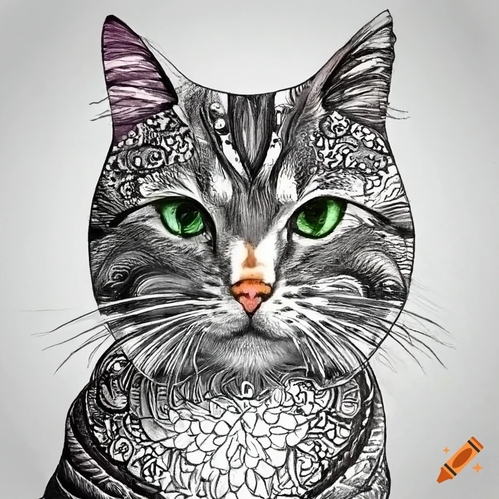  A cat mandala for coloring 