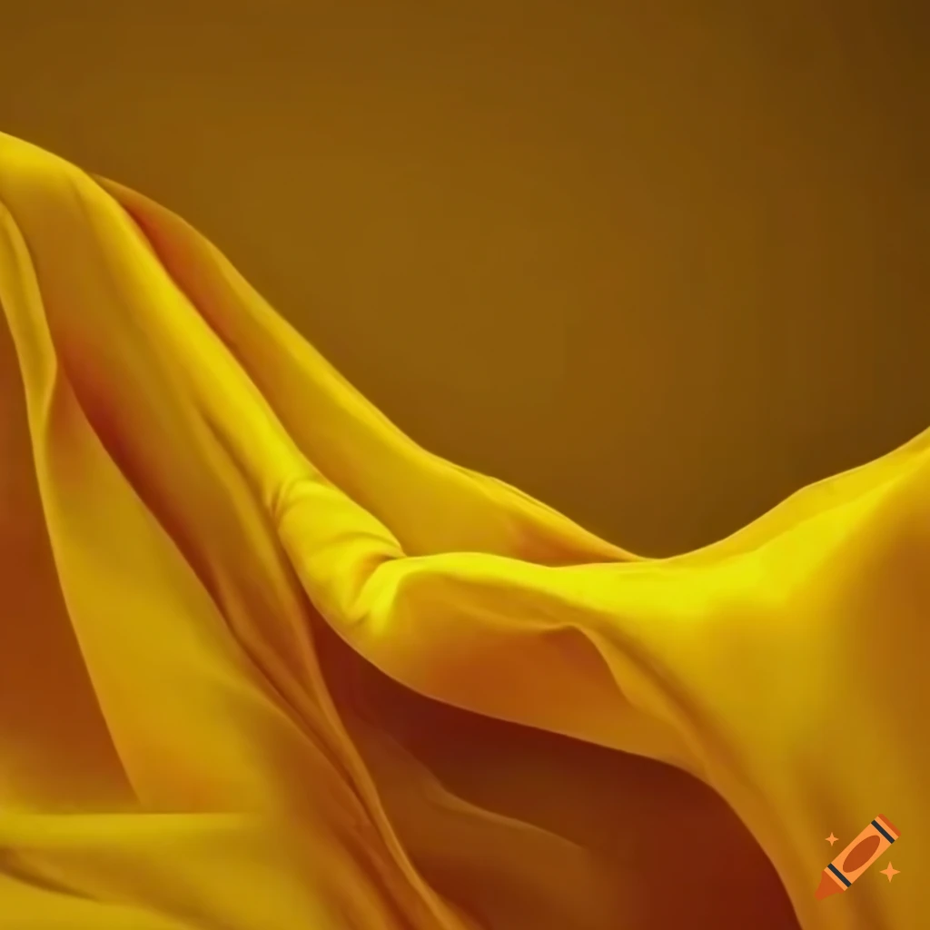 Misterious art object hidden underneath yellow silk cloth, in a