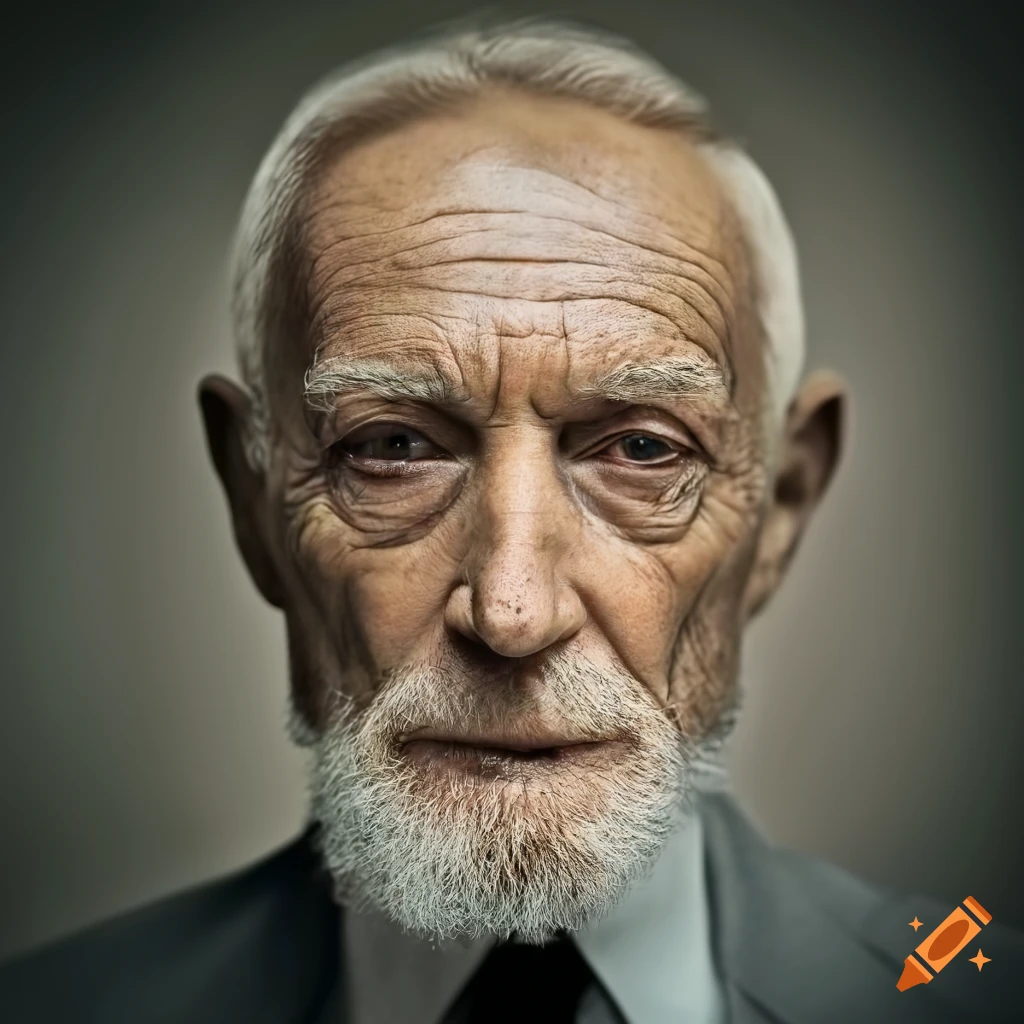 Portrait of an elderly business man wearing white shirt, facial ...