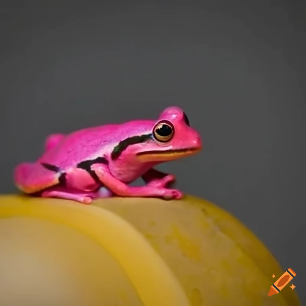 A pink frog sitting inside a yellow tractor on Craiyon