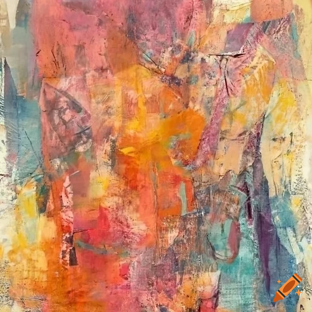 Mixed - media collage abstract painting in the style mark bradford ...