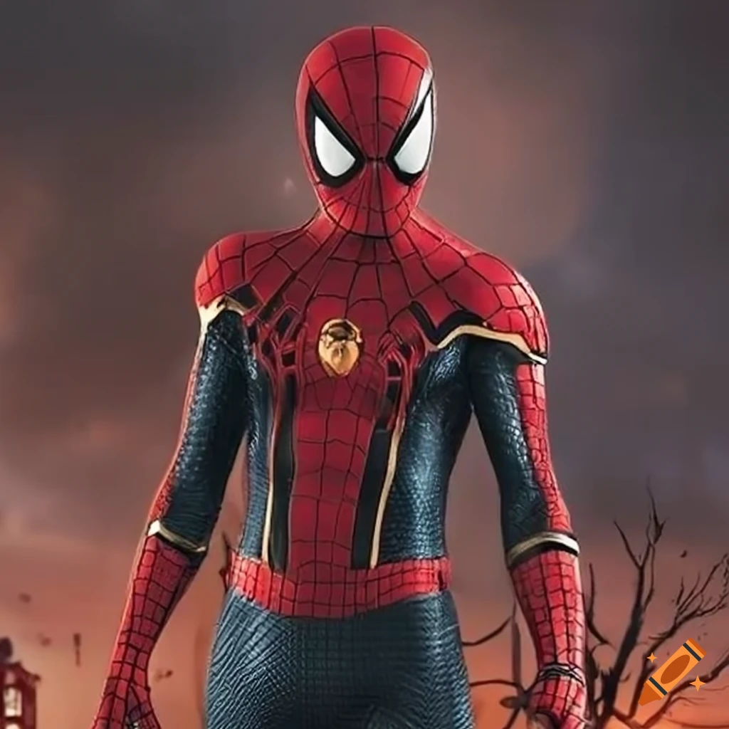 Spiderman style suit with red, black, silver and white colors on Craiyon