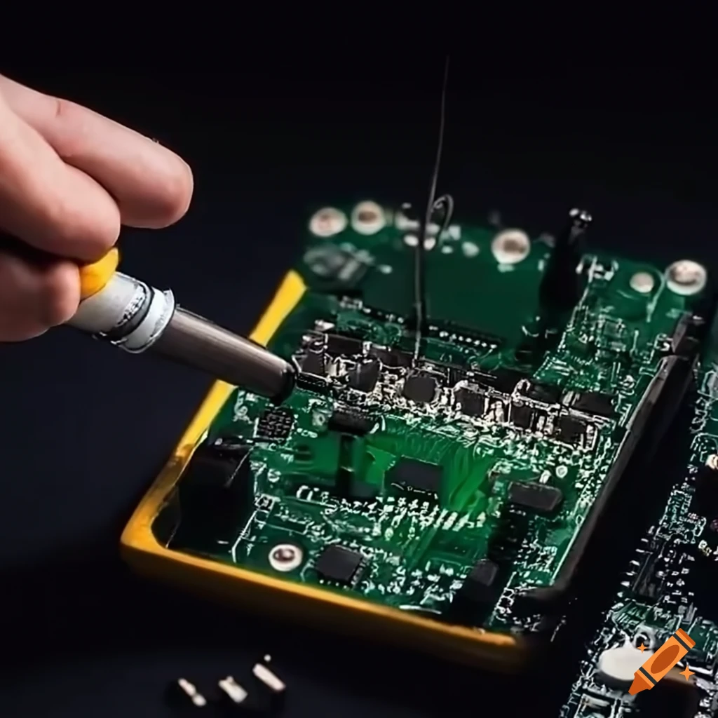 a-man-using-a-soldering-iron-to-fix-a-pcb-board-on-craiyon