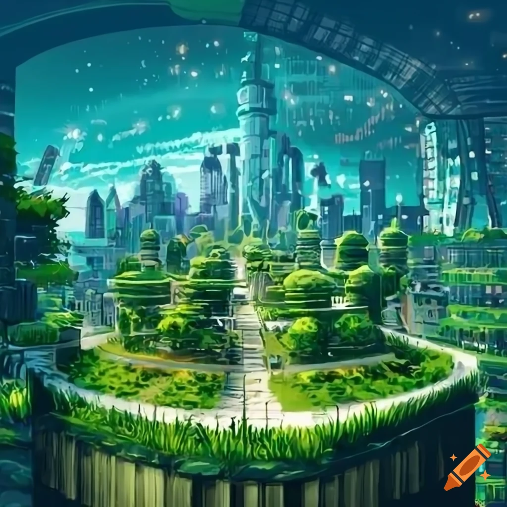 Looking for solarpunk city art for wallpaper background of my