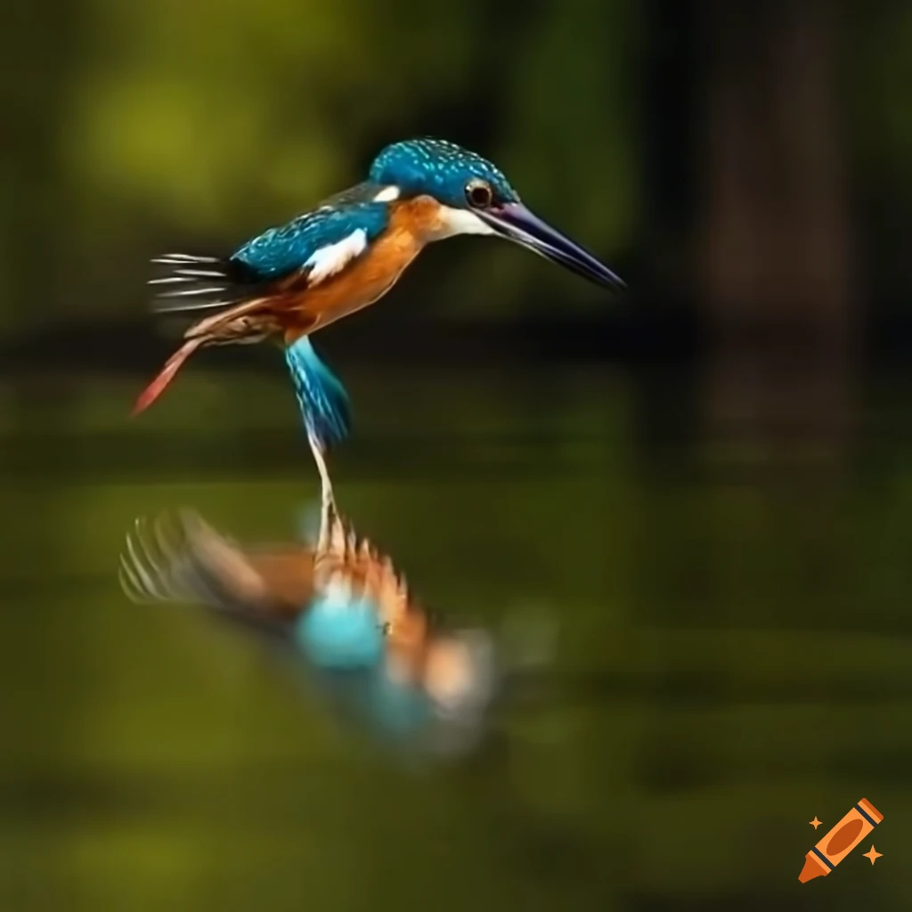 Kingfisher catching a fish on Craiyon