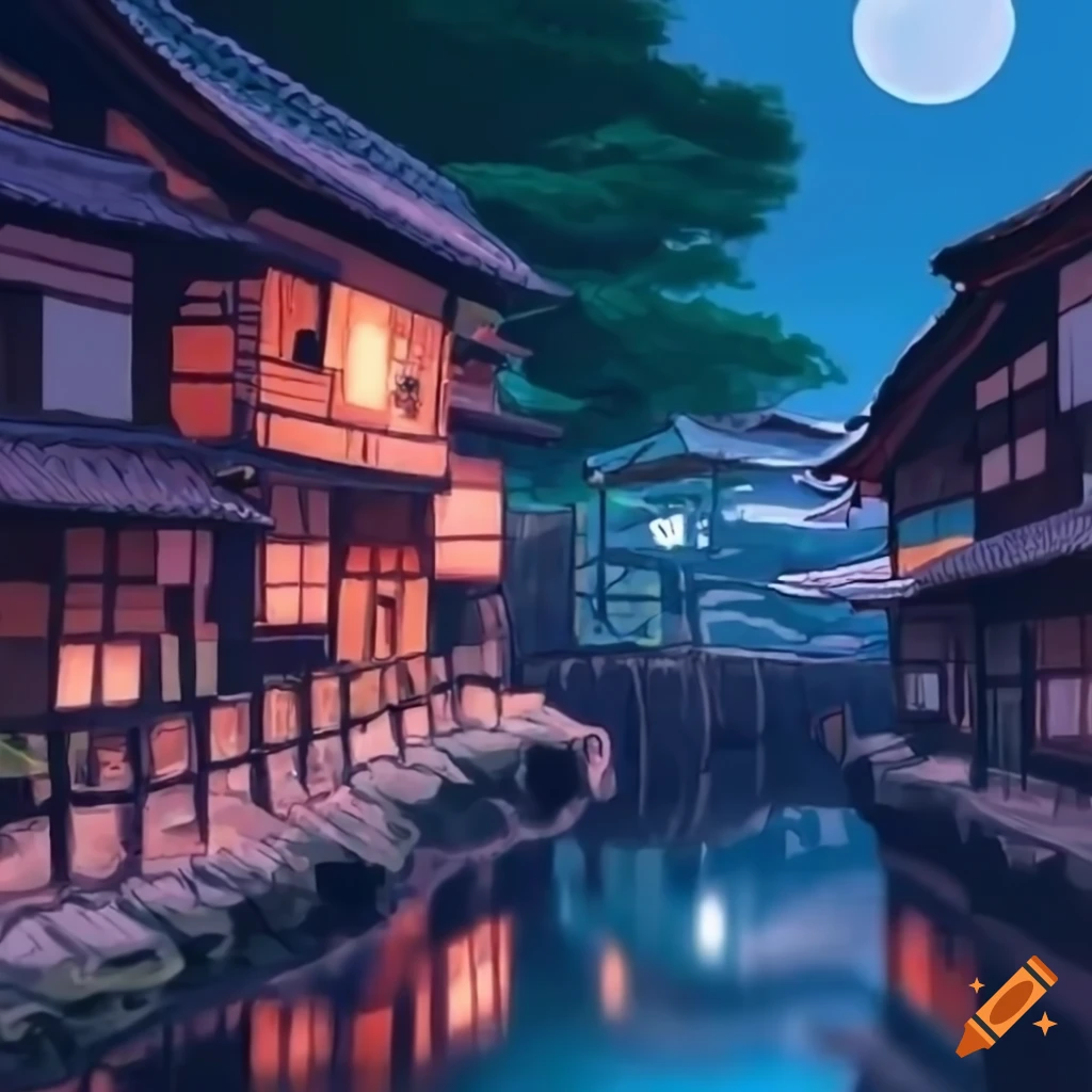Nene yashiro walking around in a traditional japanese village. night ...