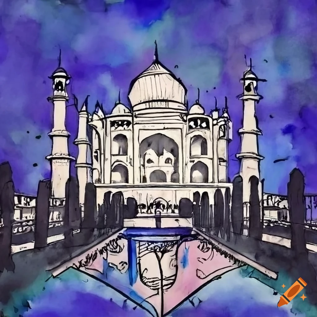 Canvas Print Taj Mahal Drawing - PIXERS.HK