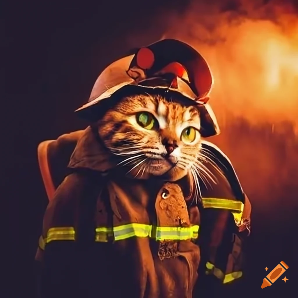 Cat firefighter on Craiyon
