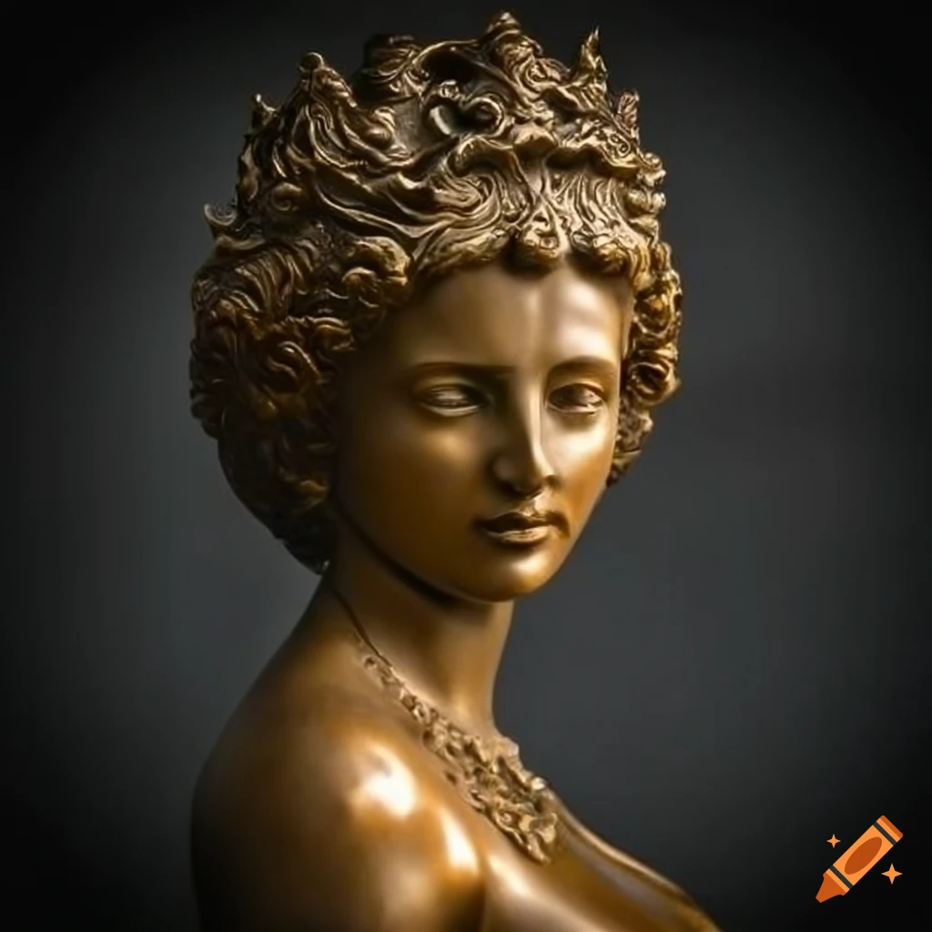 Bronze statue of a beautiful lady with intricate details on Craiyon