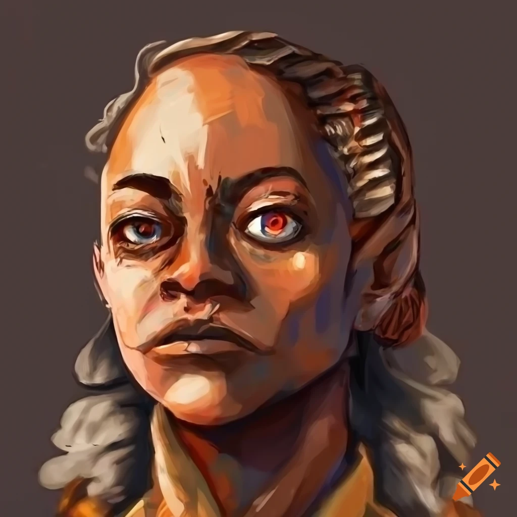 dnd npc, african features, disco elysium portrait style