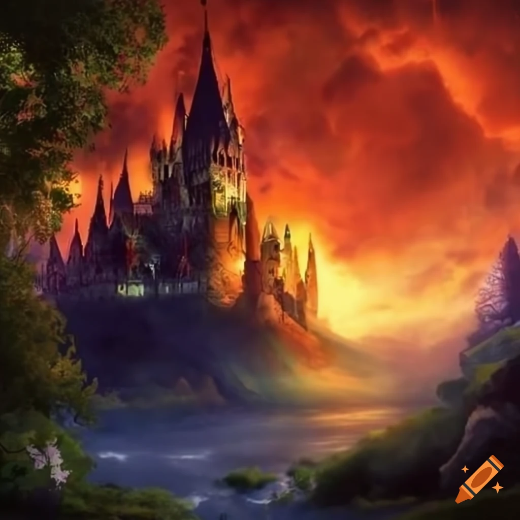 Fantasy world, castle, floral, flowers, roses, vines, water, hanging