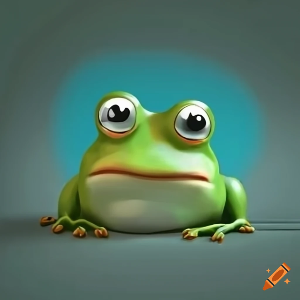 Very sad crying depressed cartoon frog