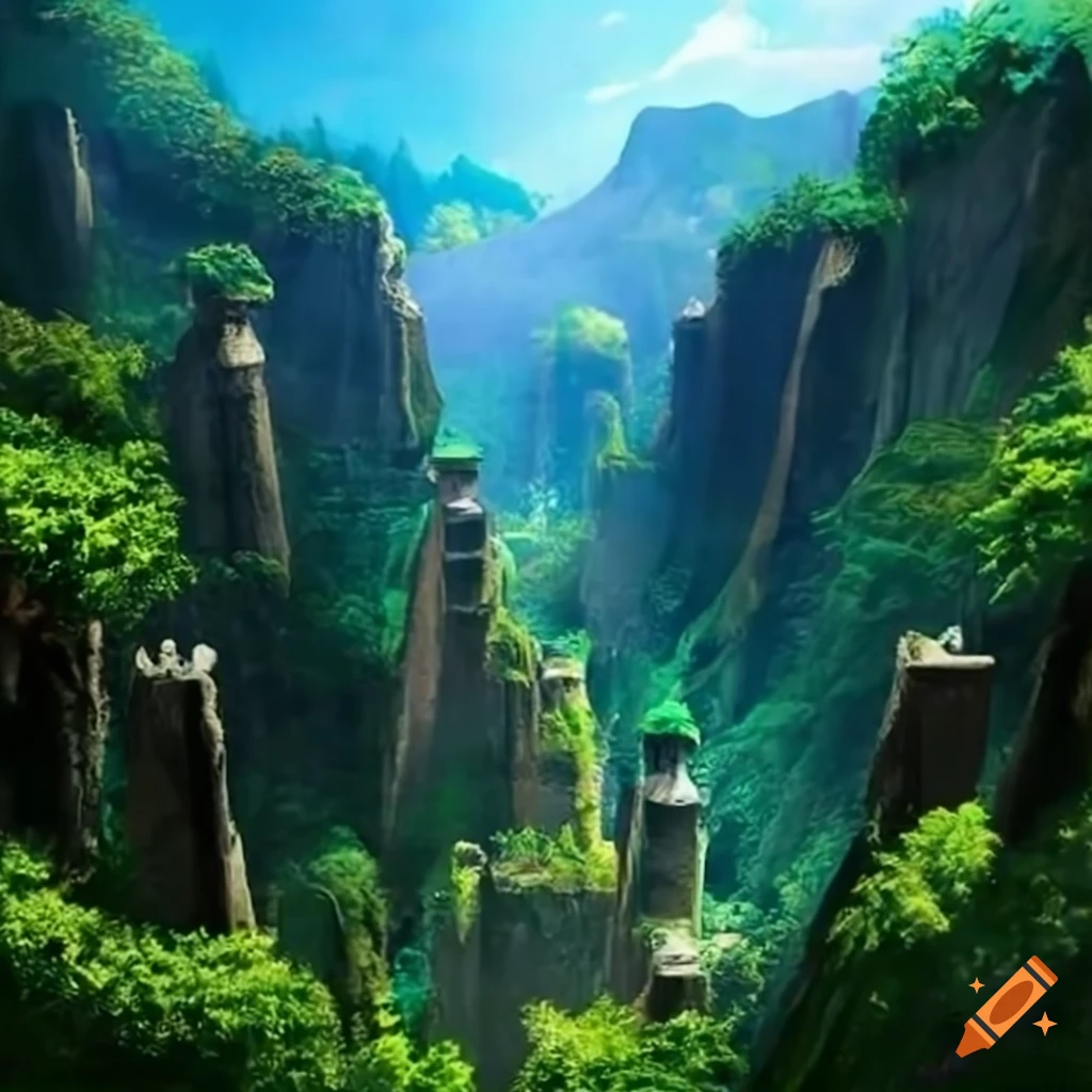 The hanging gardens of semiramis on a mountain