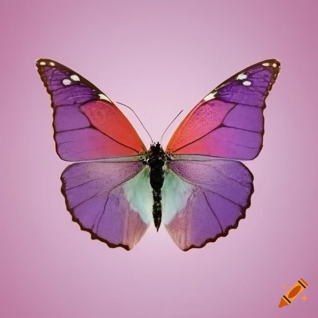 Pink butterfly with peach and lilac tones on Craiyon