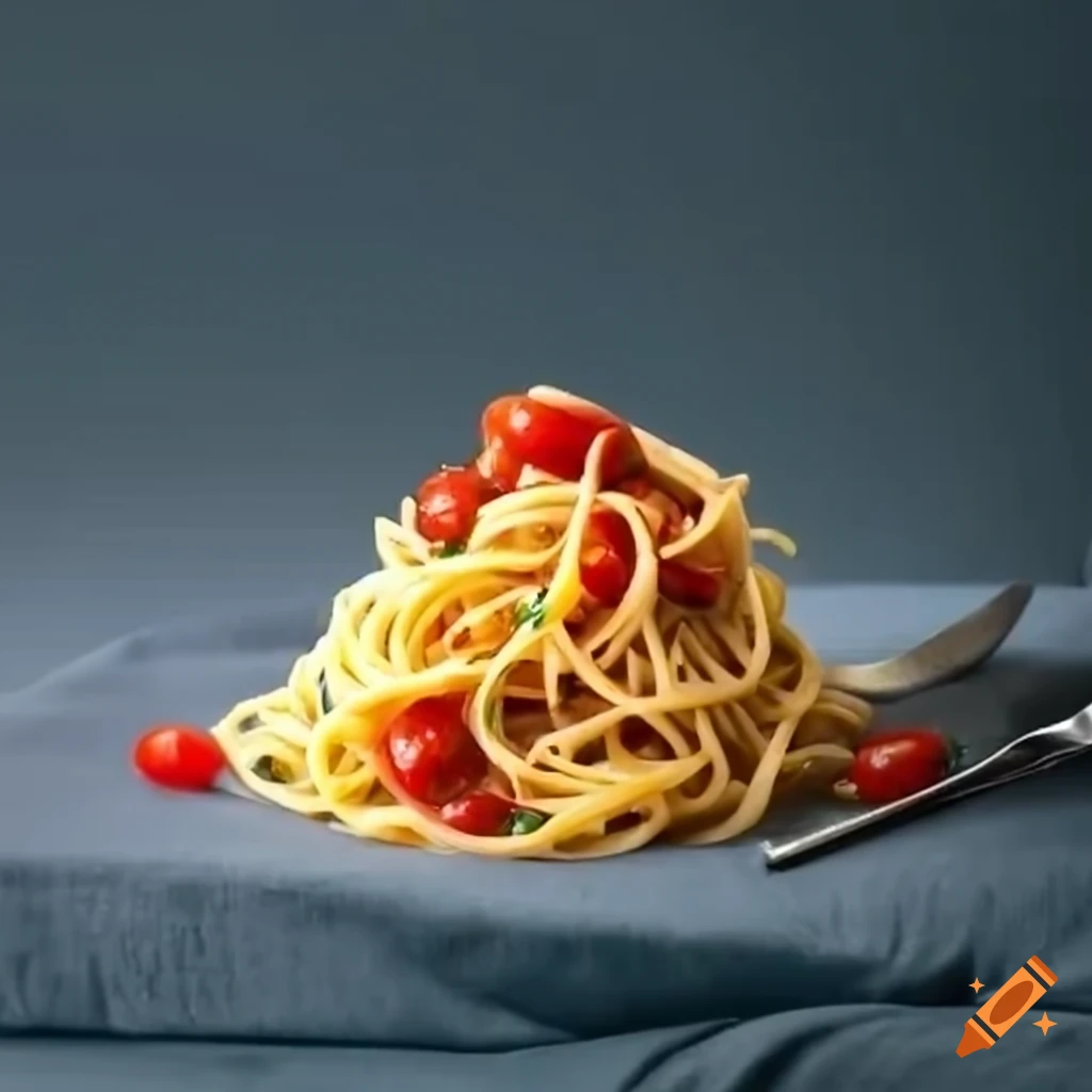 Delicious pasta with tomato sauce on a sofa on Craiyon