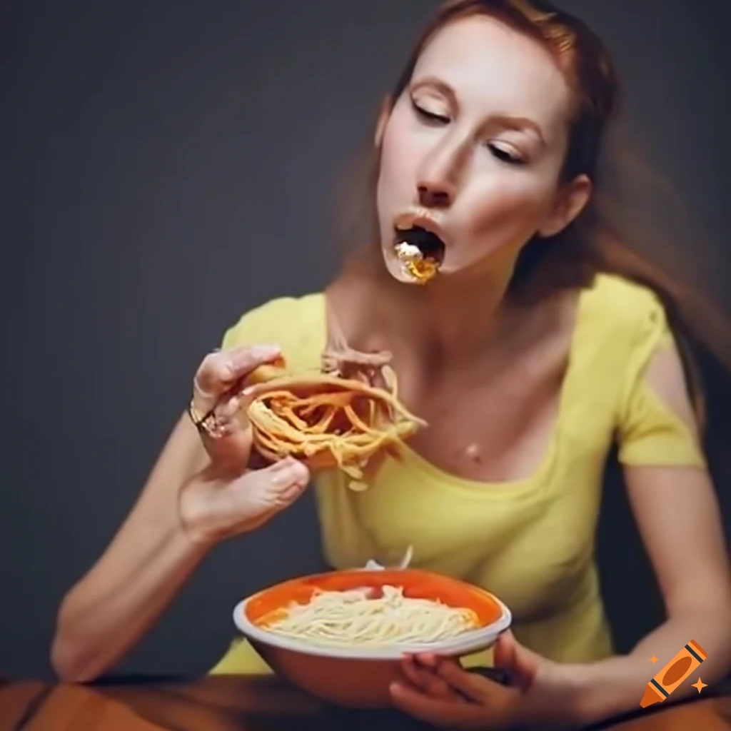 People eating spaghetti on Craiyon