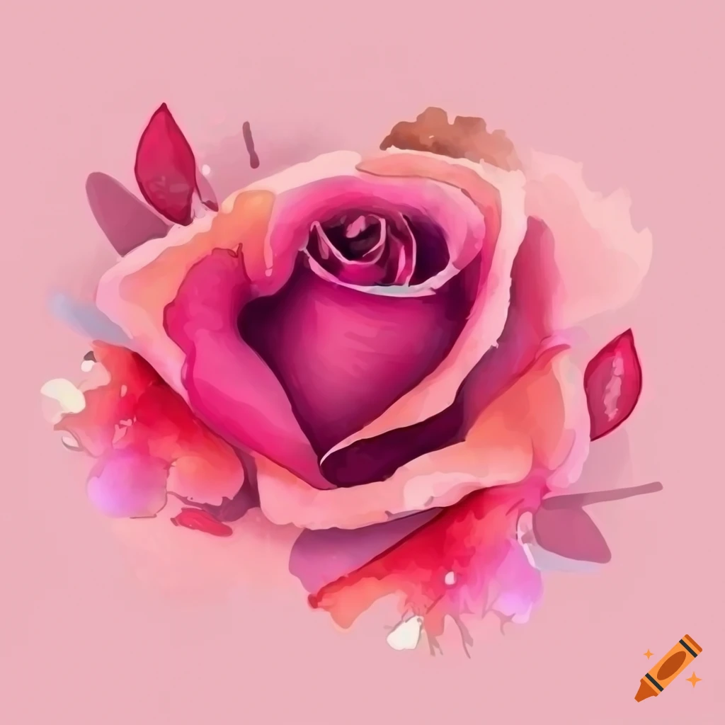 beautiful pink color flower water color paint design Poster for