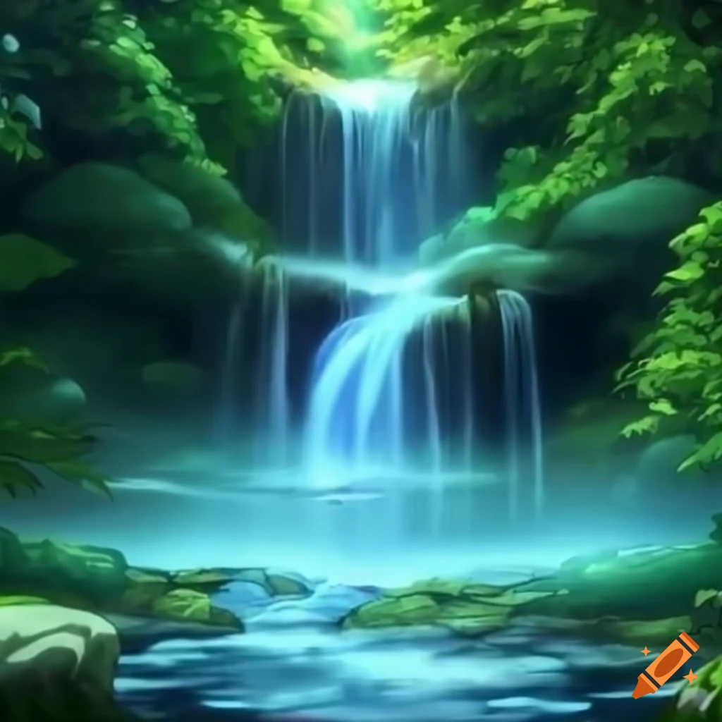 a haunted chapel/waterfall of memories, painted by Hayao Miyazaki, high  detail, anime, beautiful