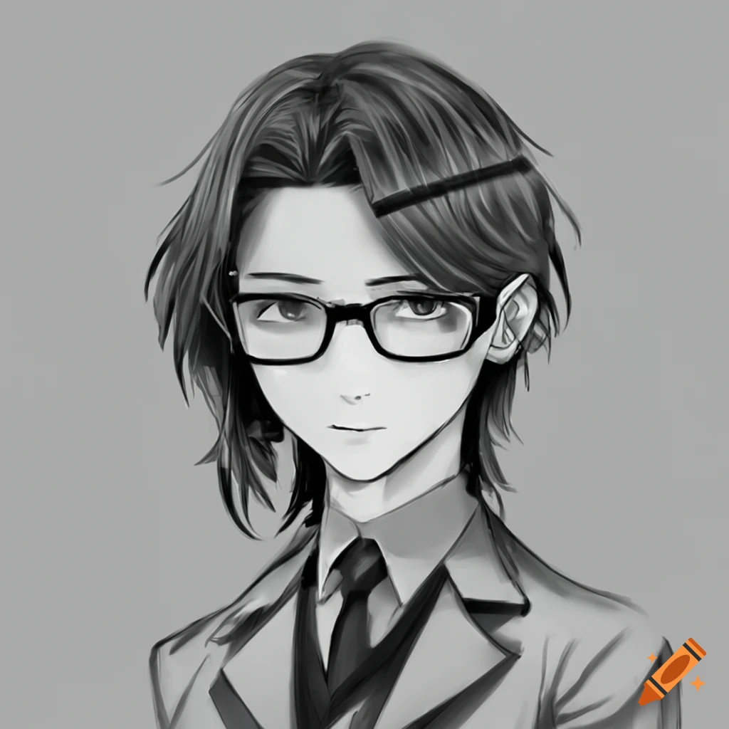 Anime Detective With Long Brown Hair And Glasses 