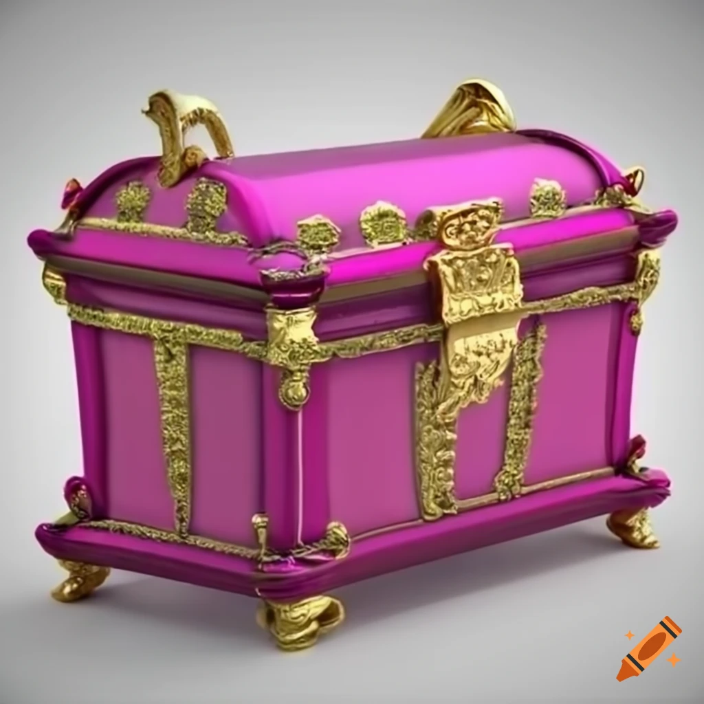 A pink chest on a white background