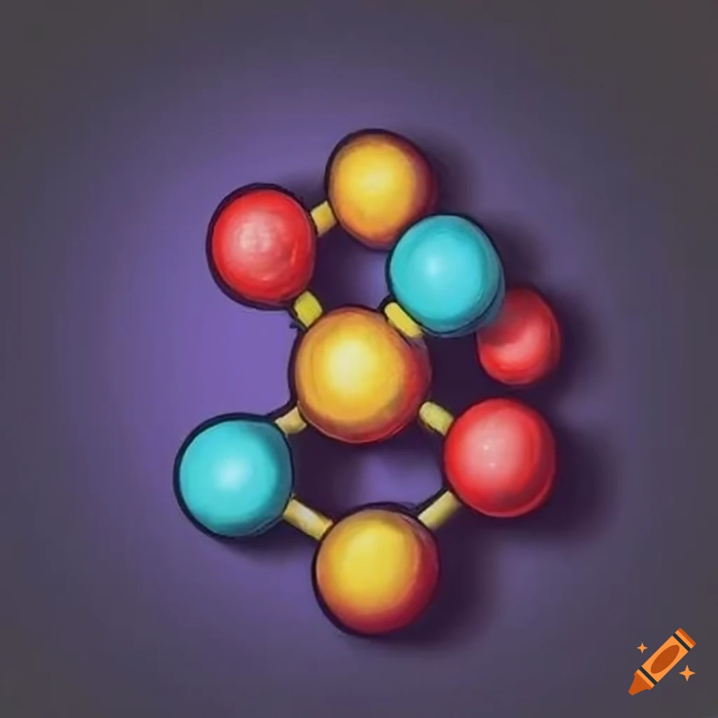 Tintin-style oxygen molecule with atomic orbitals in pencil