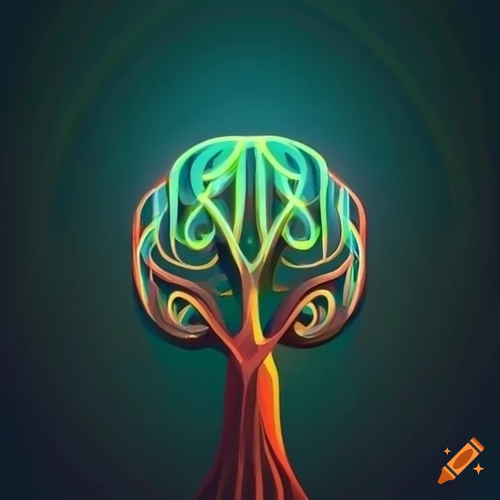 Logo with a tree growing in the shape of a brain This concept is based ...