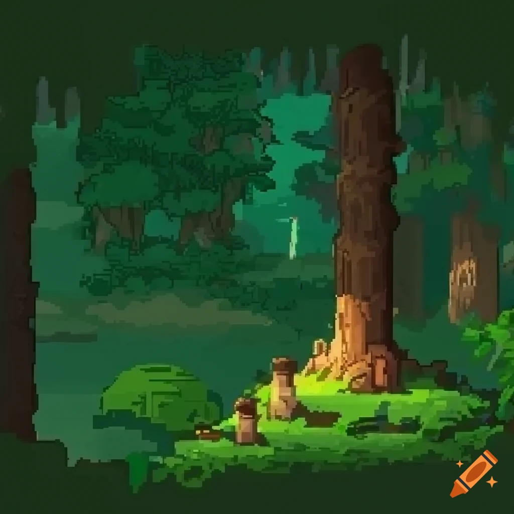 2d game ready pixel art forest tile set