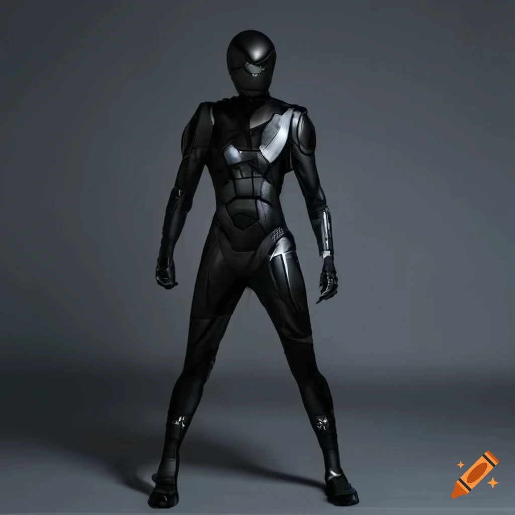 Black futuristic superhero suit on Craiyon