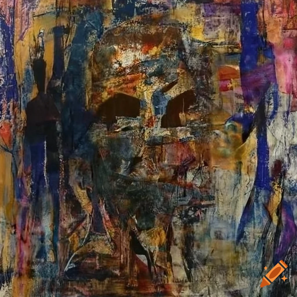 Mixed - media collage abstract painting in the style mark bradford ...