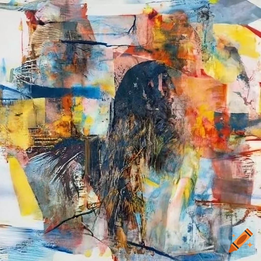 Mixed - media collage abstract painting in the style mark bradford ...