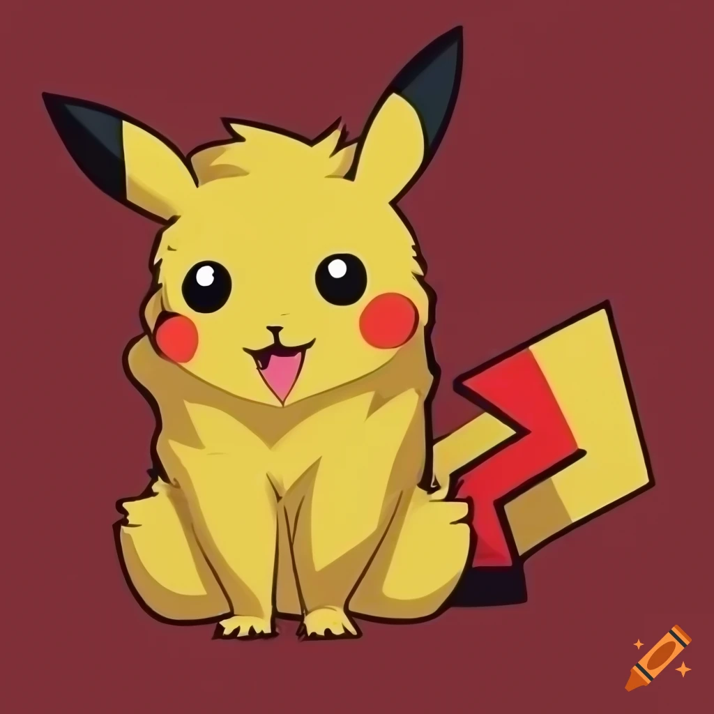 Digital, icon art, iconography, a full body shot of, pokémon, an adorable,  pikachu and wolf hybrid, centered in the middle, with a flat red backdrop,  high quality, 4k definition, perfectly detailed, amazingly