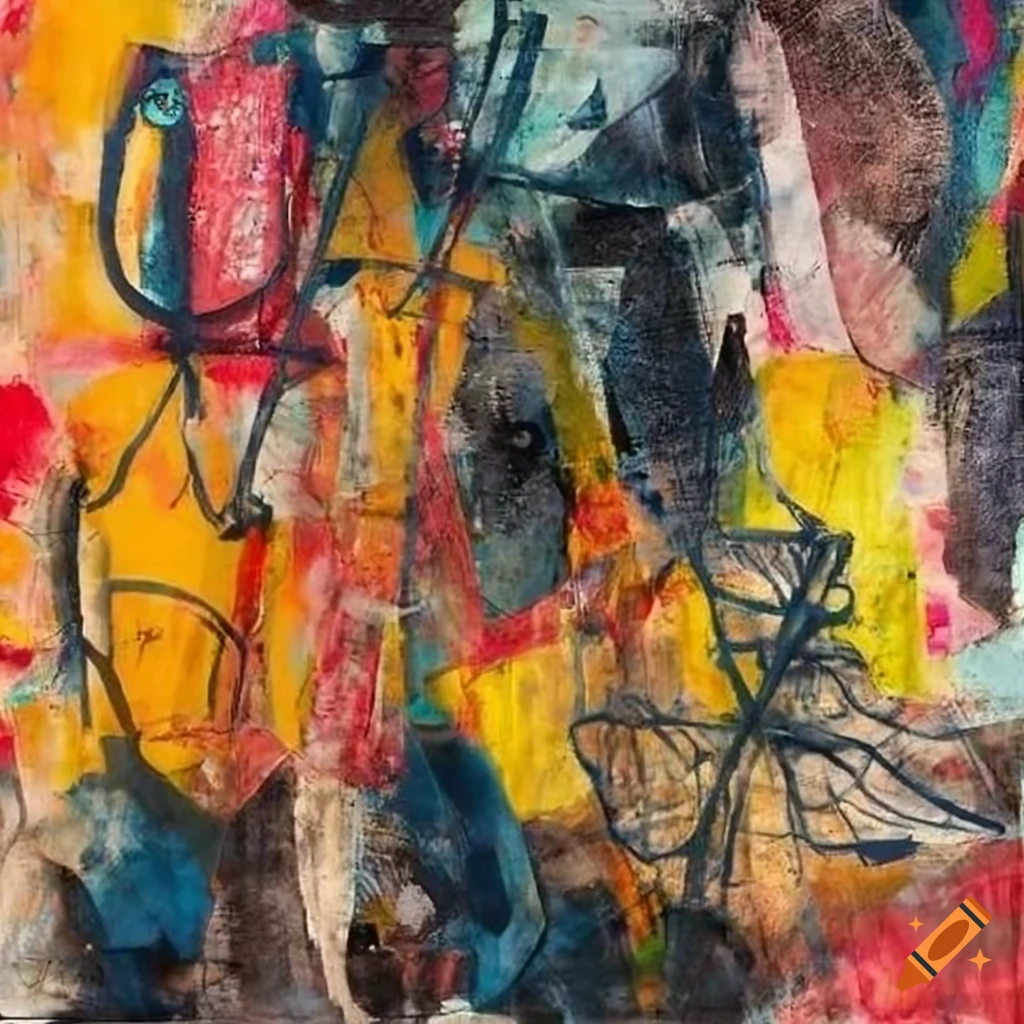 Mixed - media collage abstract painting in the style mark bradford ...