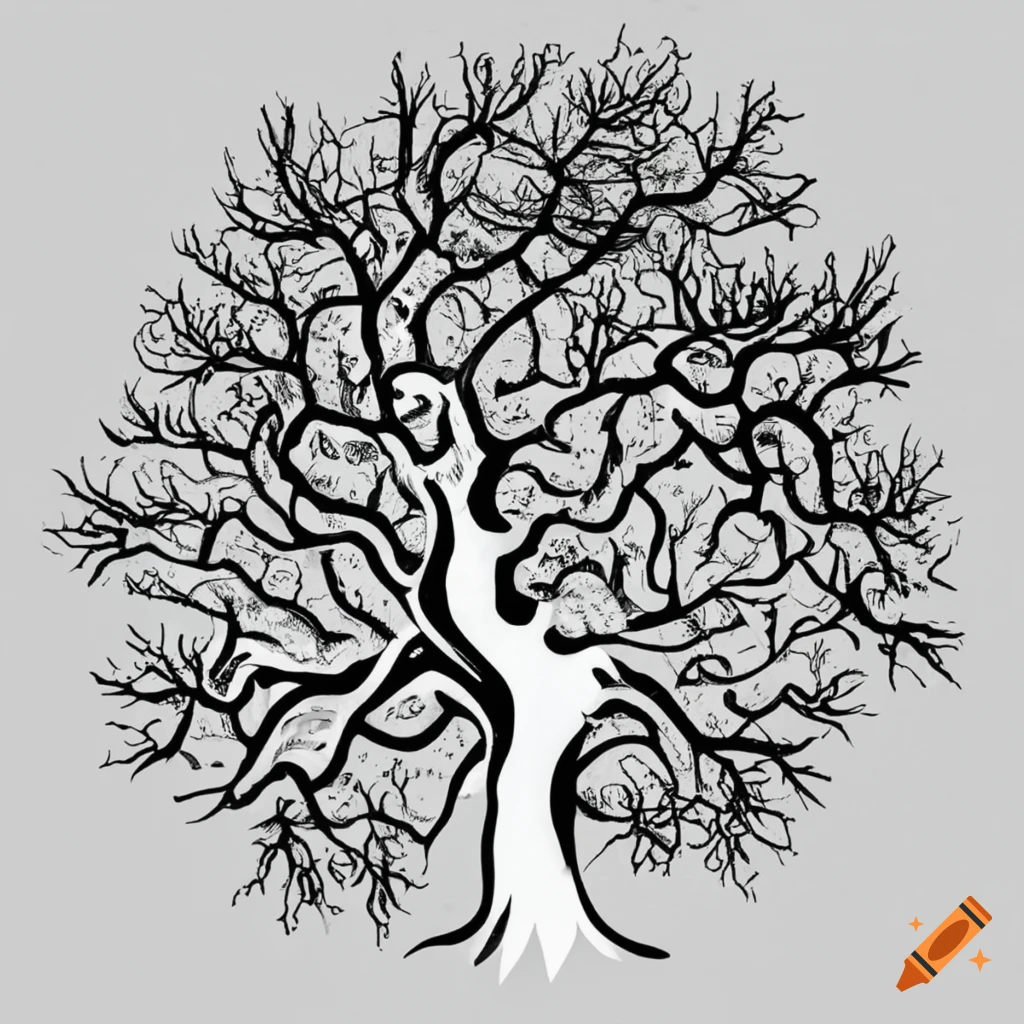 simple black and white tree drawing