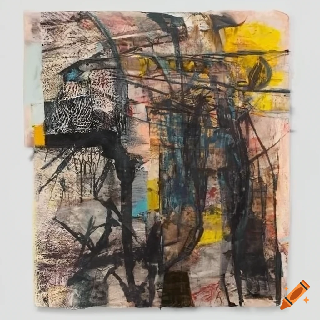 Mixed - media collage abstract painting in the style mark bradford ...