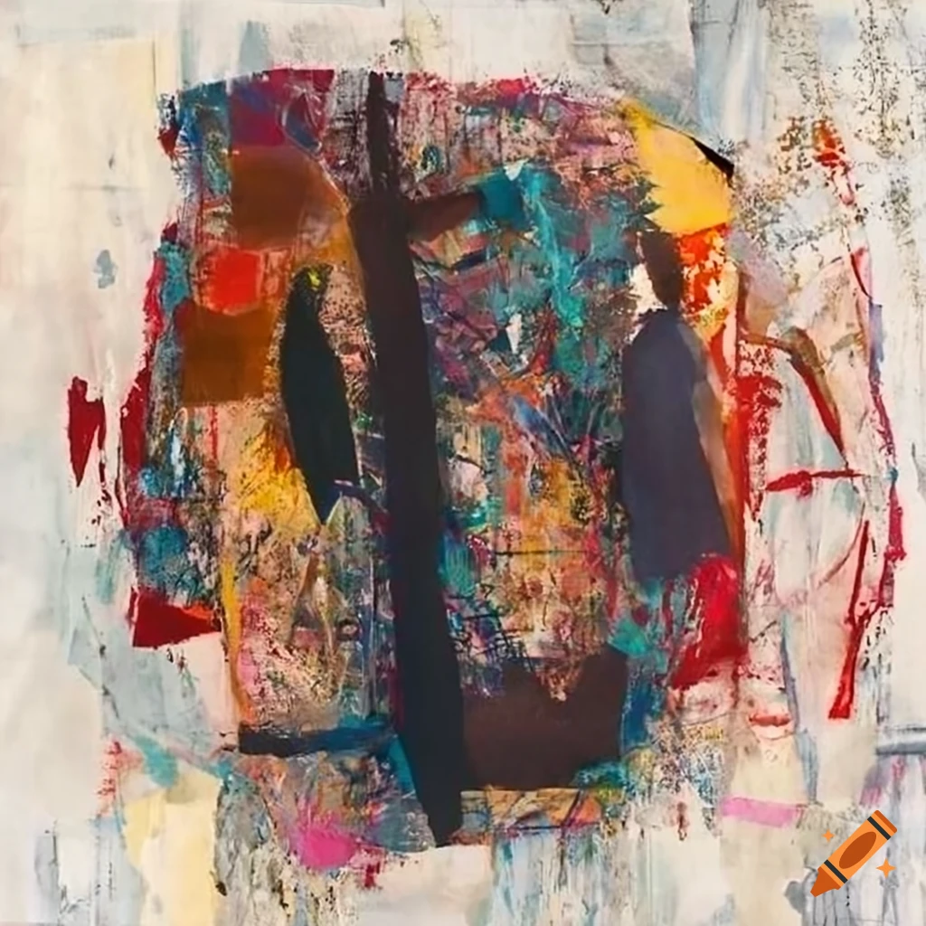 Mixed - media collage abstract painting in the style mark bradford ...