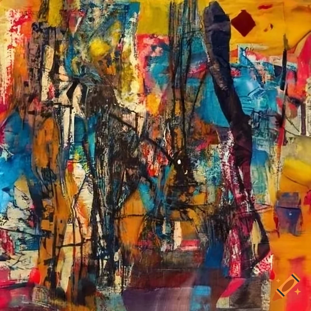 Mixed - media collage abstract painting in the style mark bradford ...