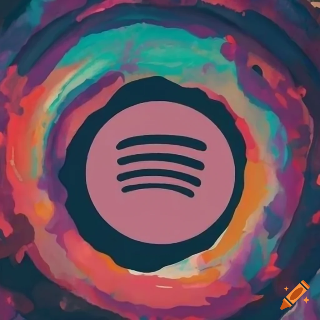 Gouache spotify logo floral pattern and concentric circles floating in ...