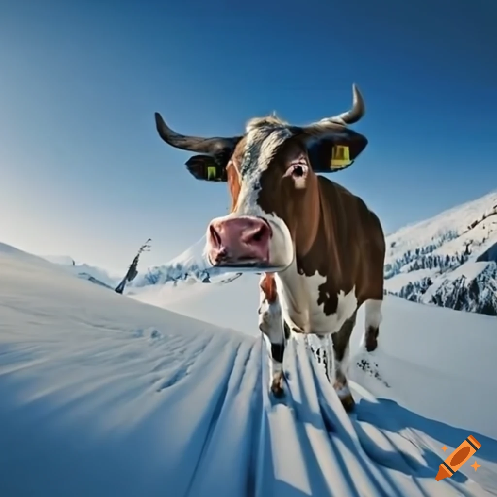 Cow on ski