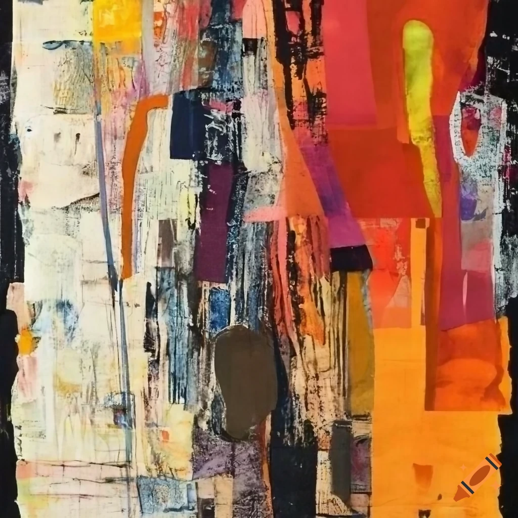 Mixed - media collage abstract painting in the style mark bradford ...