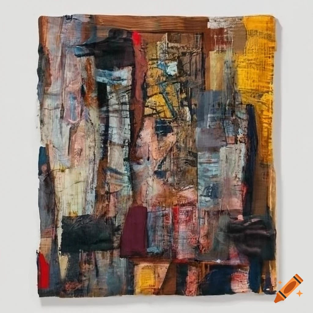 Mixed - media collage abstract painting in the style mark bradford ...