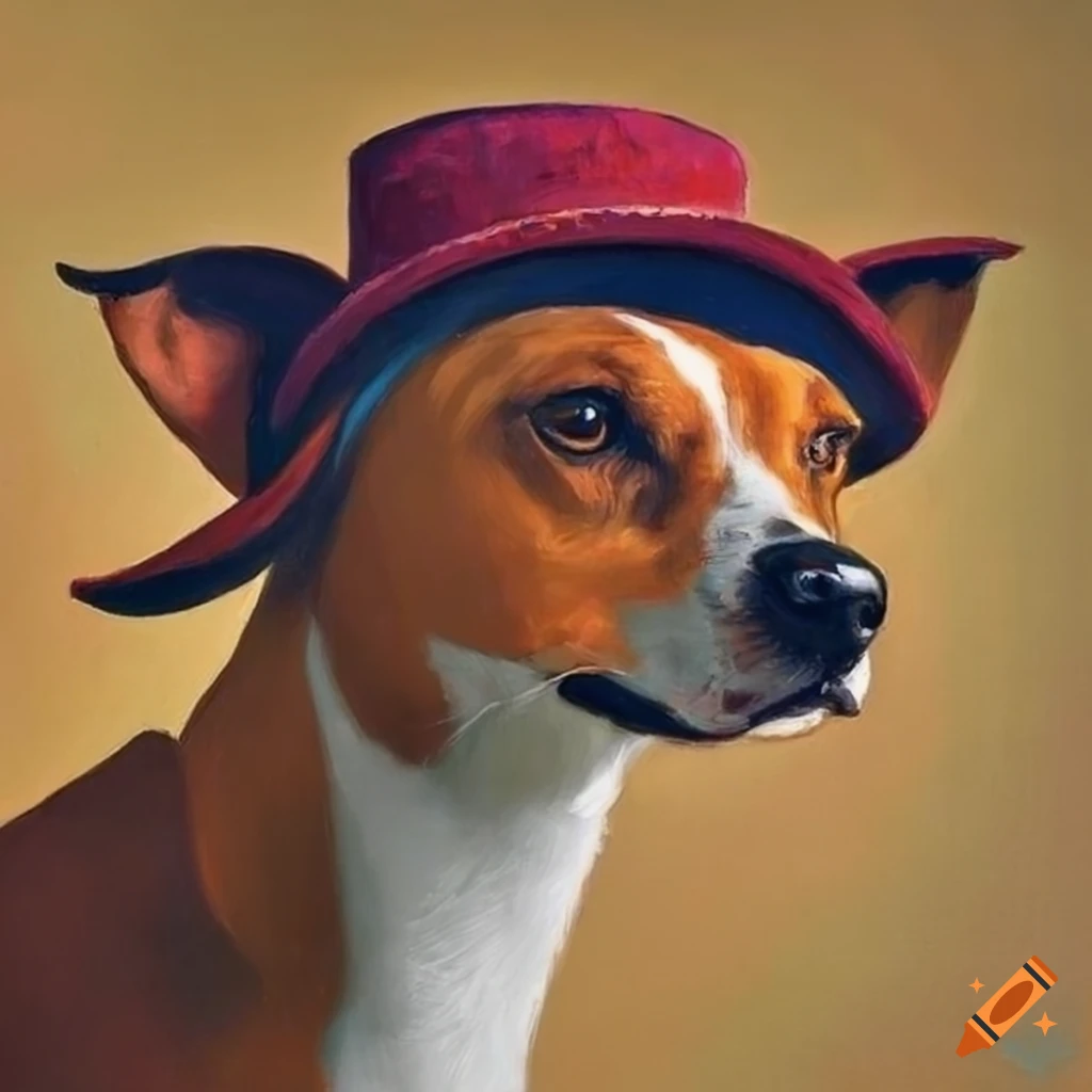 A basenji dog wearing a hat, claude monet style on Craiyon