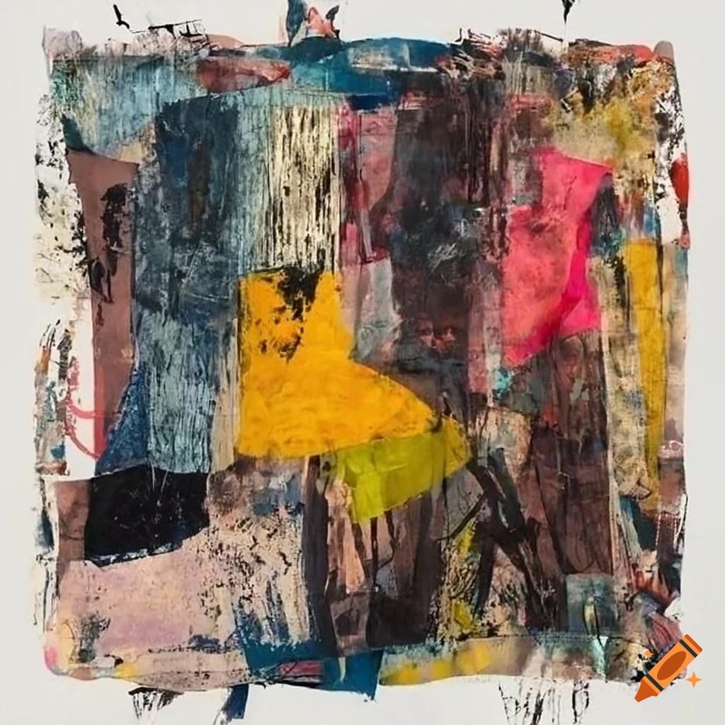 Mixed - media collage abstract painting in the style mark bradford ...