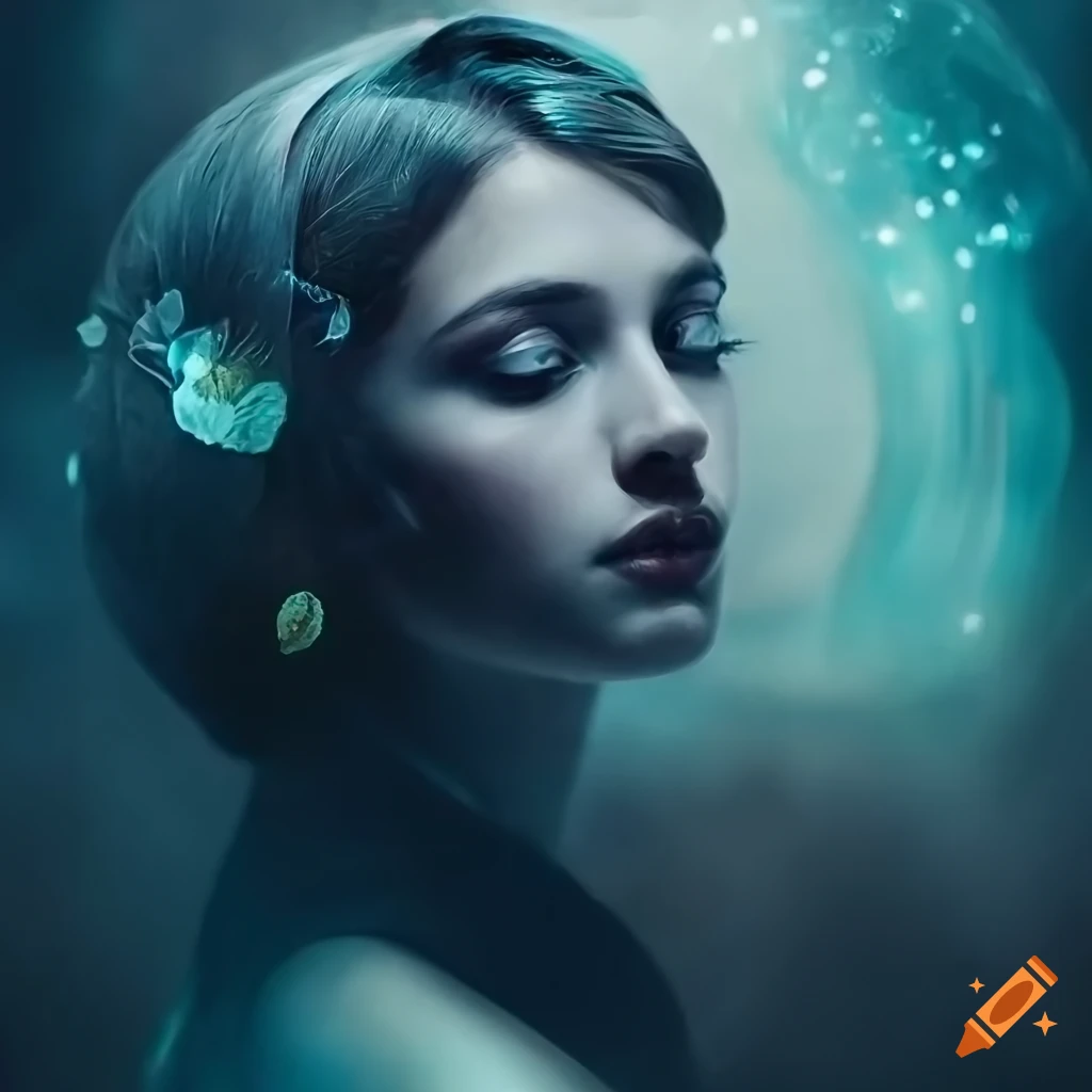 Art deco style, captures the ai's ethereal essence—a fusion of grace ...