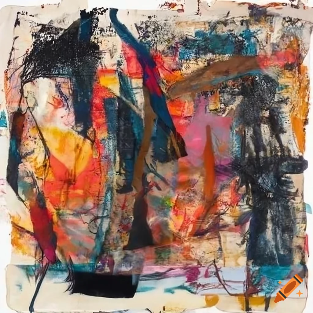 Mixed - media collage abstract painting in the style mark bradford ...