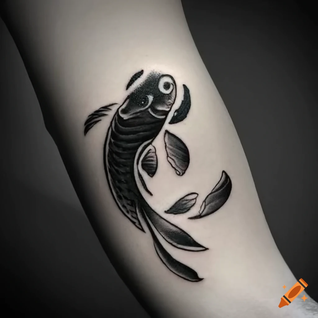 Black and white koi carps simple tattoo on Craiyon