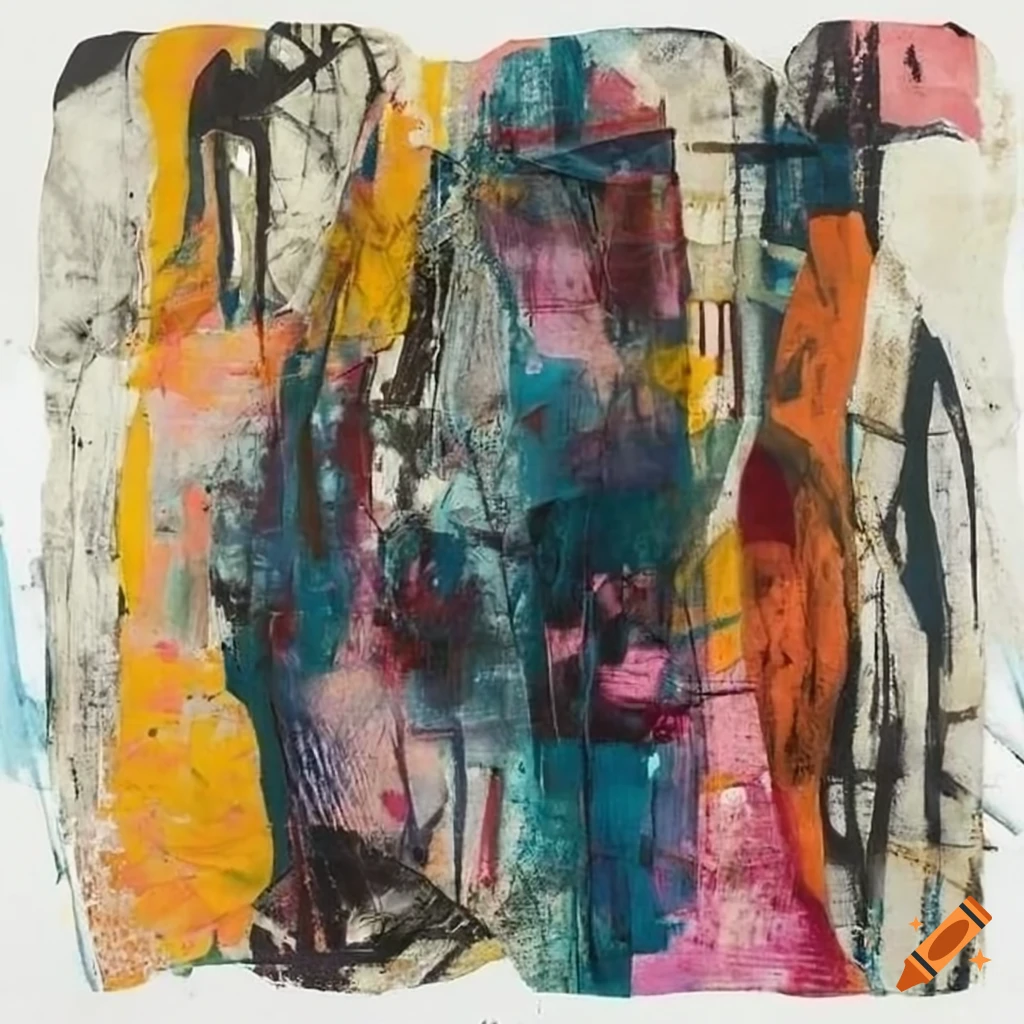Mixed - media collage abstract painting in the style mark bradford ...